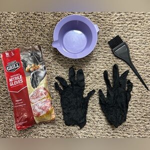 Hair Dye Coloring Application Brush + Mixing Bowl with Gloves
